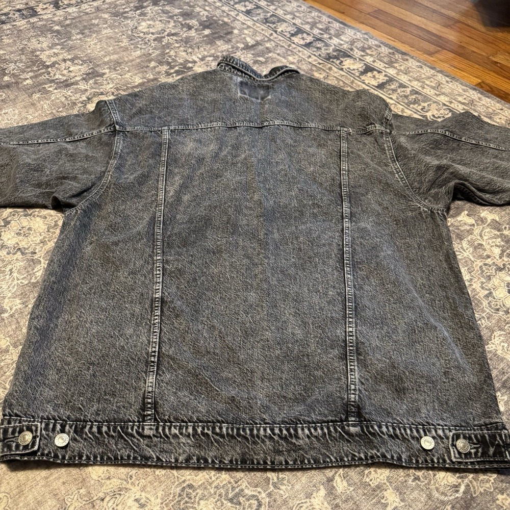 American Eagle Outfitters Jacket Mens 2XLarge Black Denim Trucker Jean Washed - Picture 10 of 11